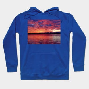 Red and Purple Pacific Northwest Sunset from the Edmonds Ferry Hoodie